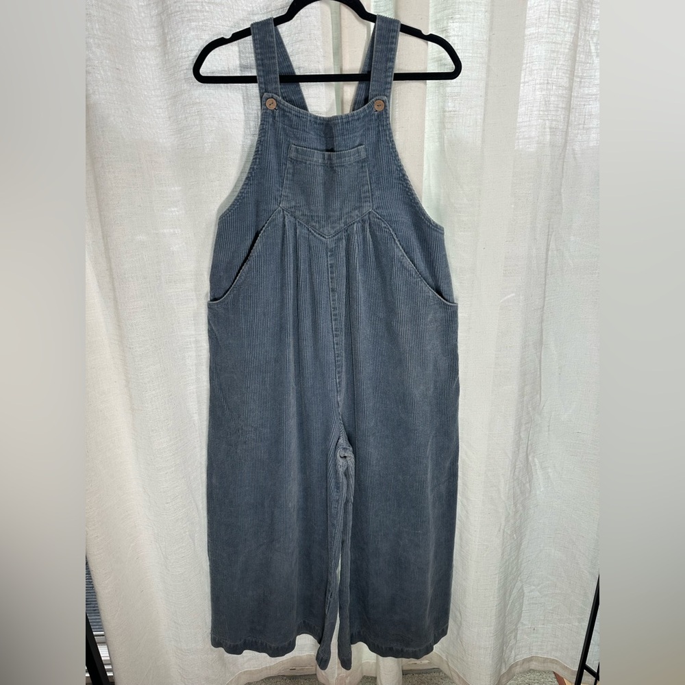 BiBi Women's Maternity Light Blue Corduroy Overalls